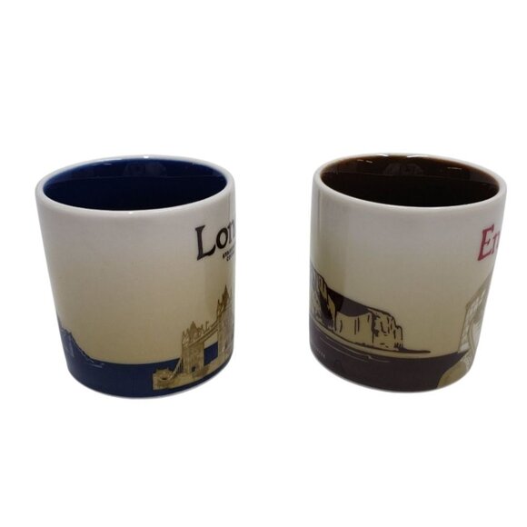 Starbucks London and England Espresso Mug Set of 2 Cream and Brown - Picture 4 of 12
